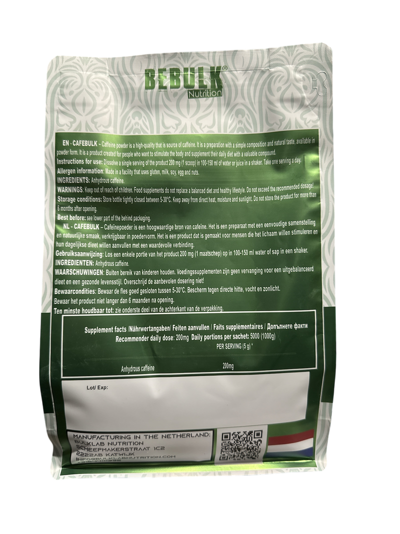 Caffeine Poeder - BeBulk Nutrition