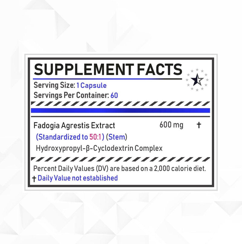 Fadogia Agrestis+™ 50:1 Complex met Hydroxypropyl-β-Cyclodextrine - 60 Capsules (600mg)- Turkesterone Europe