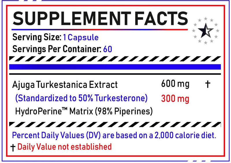 Turkesterone Max 50% met HydroPerine™ - 60 Capsules (600mg) - Turkesterone Europe