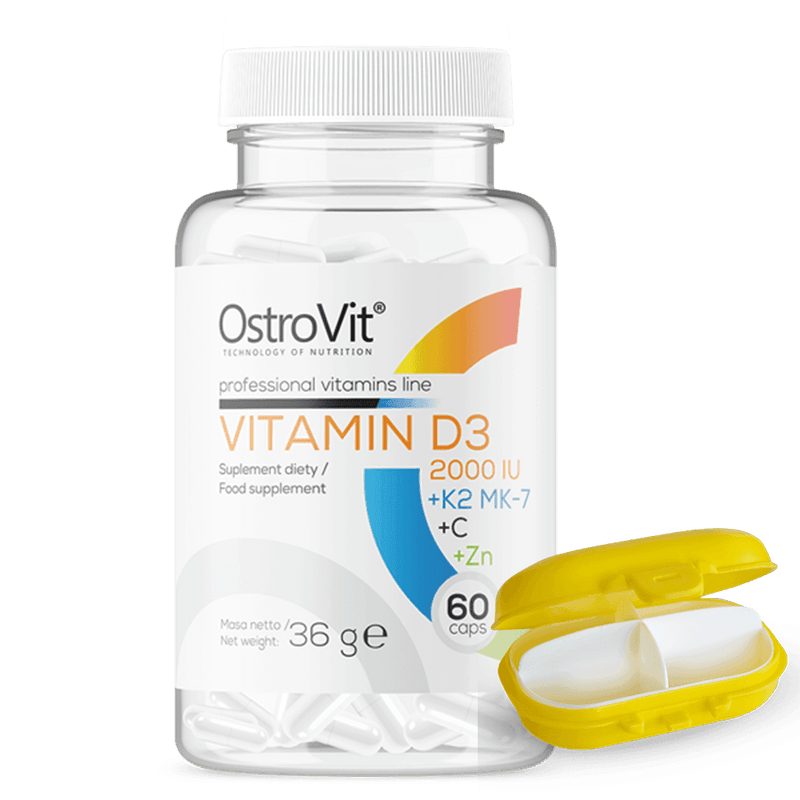 18 x Vitamine D3 2000 IU + K2 MK-7 + Vitamine C + Zink 60 Capsules OstroVit