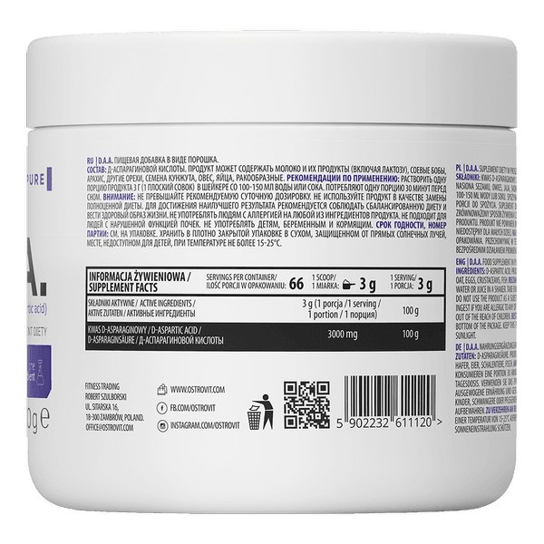 24 x D.A.A D-asparaginezuur - 200g - Ostrovit