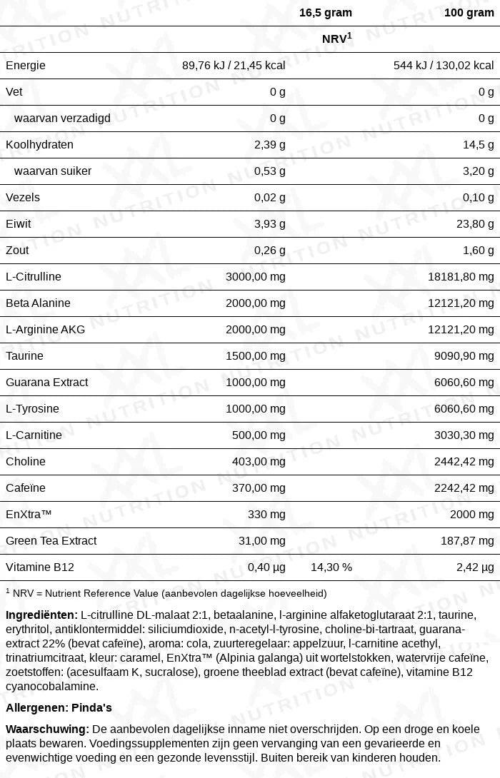 Pre Powder - 500g - XXL Nutrition