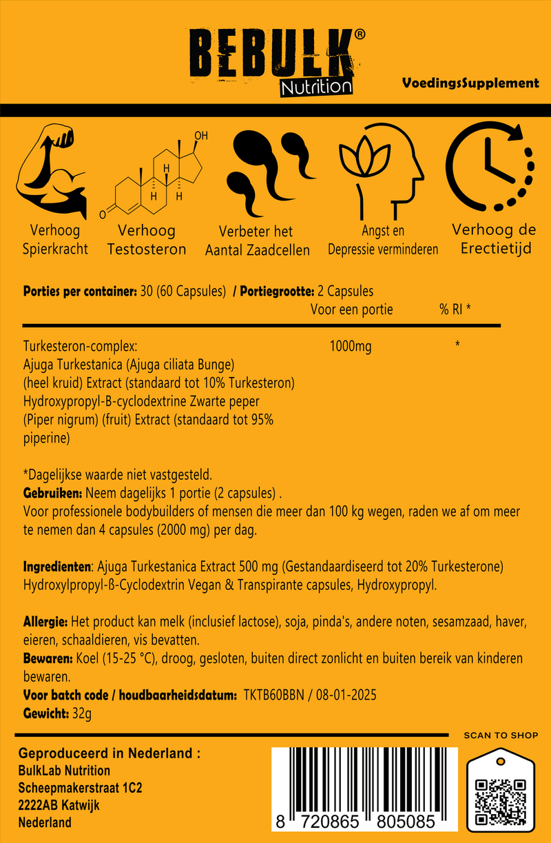 TurkesteBulk 1.0 - Turkesterone 1000mg - BeBulk Nutrition